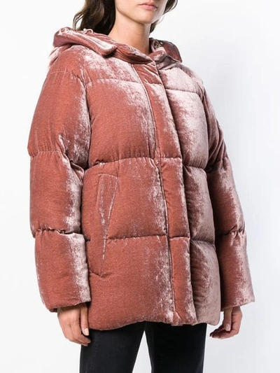 Shop Moncler Butor Velvet Puffer Jacket - Pink