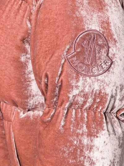 Shop Moncler Butor Velvet Puffer Jacket - Pink