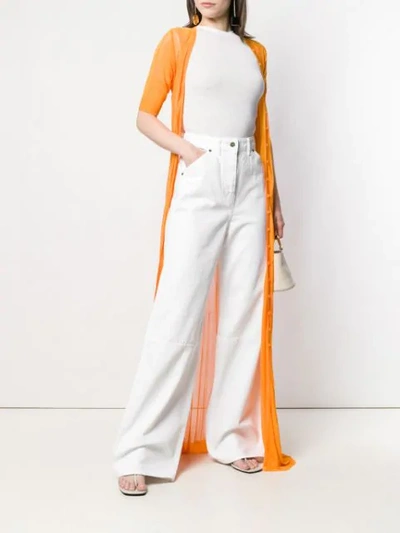 Shop Jacquemus Wide Leg Trousers In White