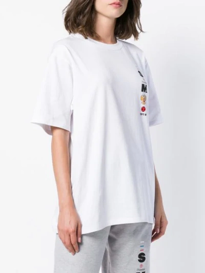 Shop Sandra Mansour Round Neck Embroidered Front T-shirt In White