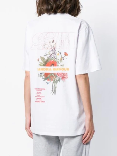 Shop Sandra Mansour Round Neck Embroidered Front T-shirt In White
