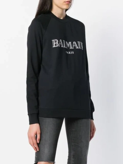 Shop Balmain Logo-print Sweatshirt In Black