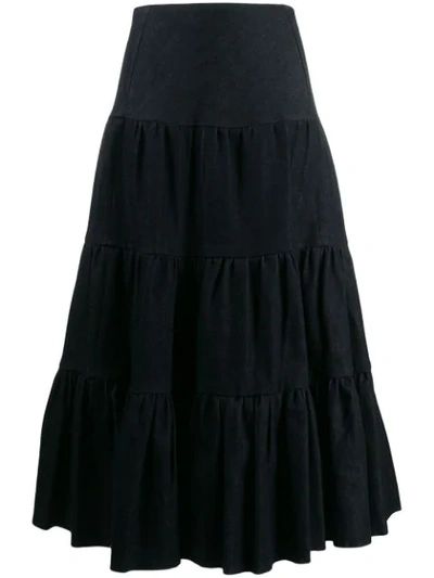 Shop Chloé Dark Wash Denim Skirt In 9ge Blue Blue 1