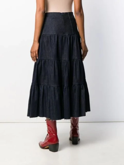 Shop Chloé Dark Wash Denim Skirt In 9ge Blue Blue 1