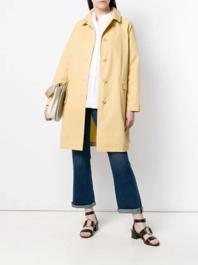 Shop Aspesi Button Fastened Trench Coat In Yellow