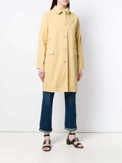 Shop Aspesi Button Fastened Trench Coat In Yellow