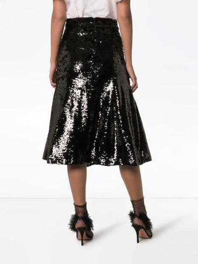 Shop Simone Rocha Sequin Midi Skirt In Black
