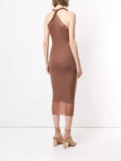 Shop Dion Lee Sheer Knit Twist Tank In Copper