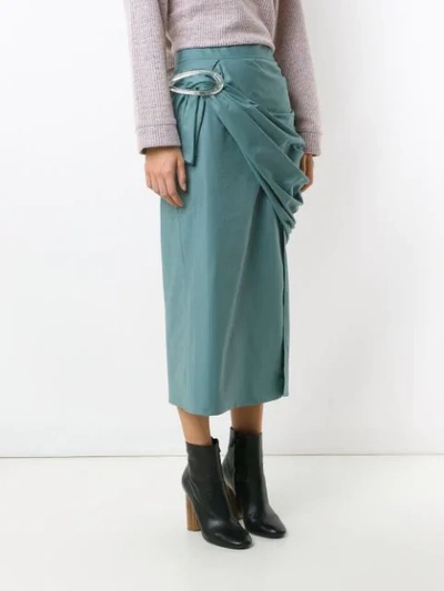 Shop Framed Midi Buckle Skirt In Blue