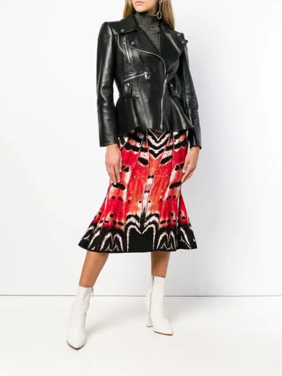 Shop Alexander Mcqueen Ruffled Biker Jacket In Black