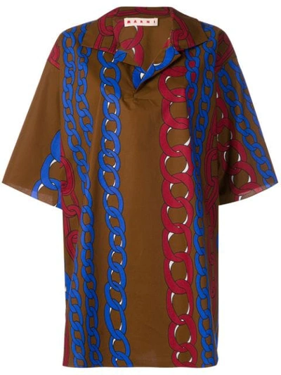 Shop Marni Chain Print Oversized Shirt In Chm53 Multicolore