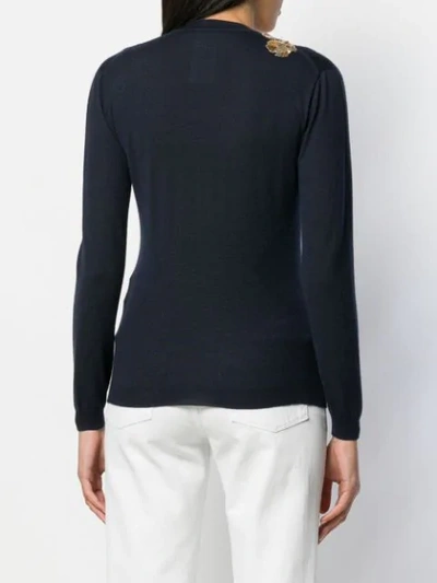 Pre-owned Dior  Bead Embroidery Slim Jumper In Blue