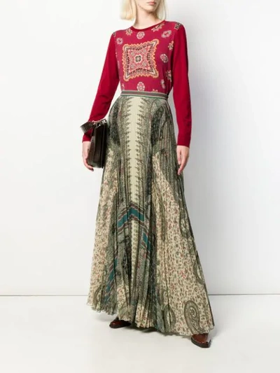 Shop Etro Floral Print Skirt In Green