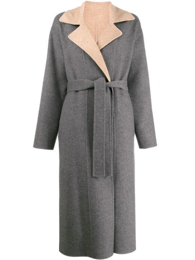 Shop Givenchy Reversible Belted Coat In Grey