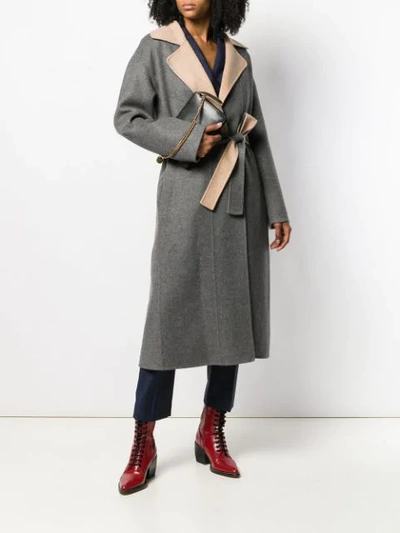 Shop Givenchy Reversible Belted Coat In Grey