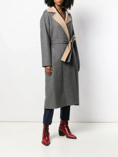 Shop Givenchy Reversible Belted Coat In Grey