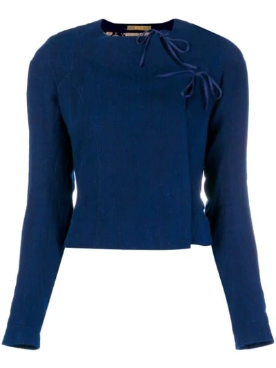 Shop Atelier Bâba Handwoven Fitted Jacket In Blue