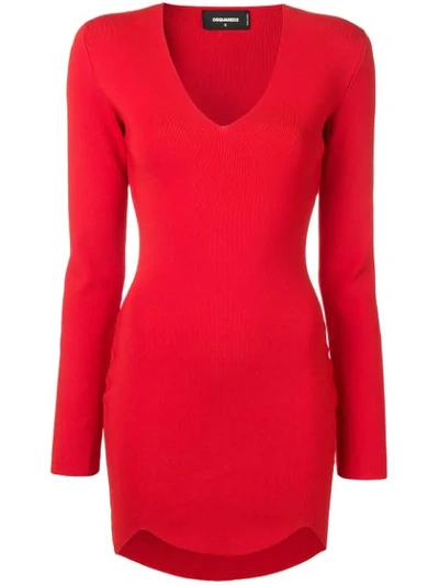 Shop Dsquared2 Fitted Short Dress In Red