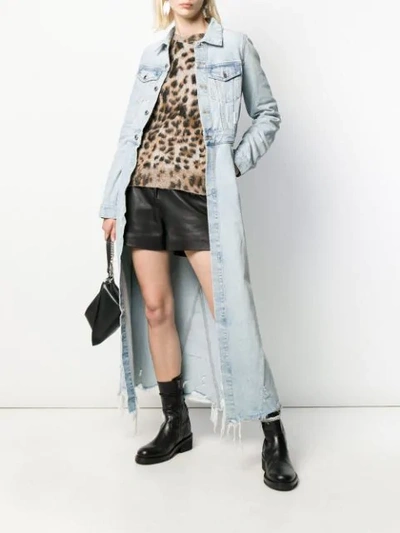 Shop Alexander Wang Long Length Denim Coat In Blue