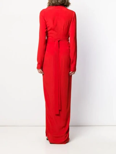 Shop Rick Owens Draped Woven Maxi Dress In Red