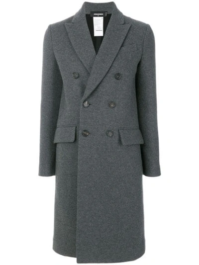 Shop Dsquared2 Double Breasted Coat In Grey