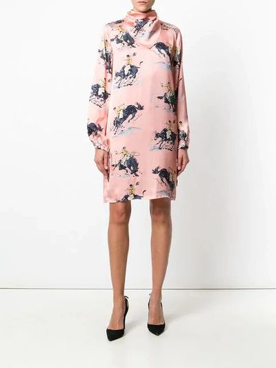 Shop Nina Ricci Printed Robe Dress In Pink