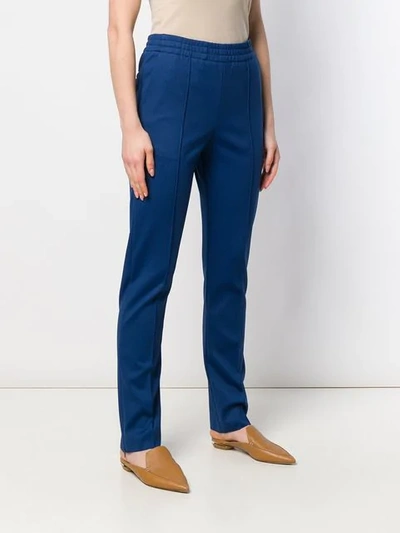 Shop Joseph Elasticated Waistband Slim-fit Trousers In Blue