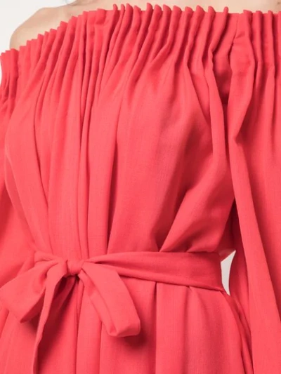 Shop Gabriela Hearst Off-shoulder Belted Dress - Red