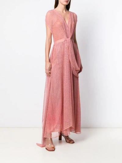 Shop Missoni Sheer Mesh Draped Dress In Pink