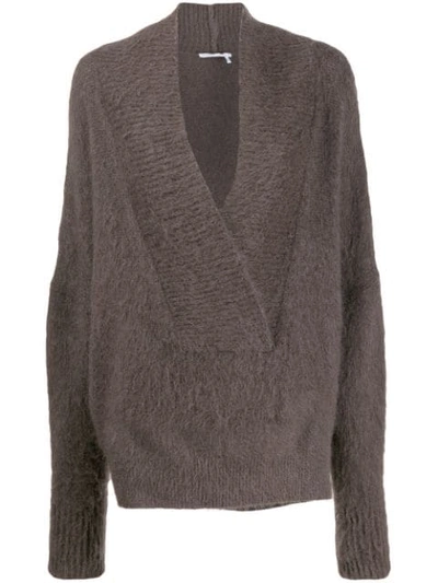 Shop Agnona Oversized V-neck Sweater In Brown