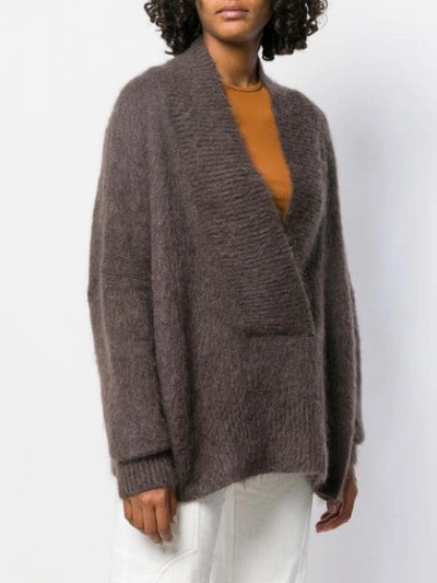 Shop Agnona Oversized V-neck Sweater In Brown