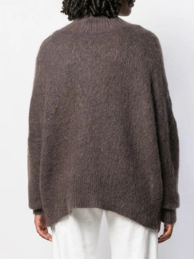 Shop Agnona Oversized V-neck Sweater In Brown