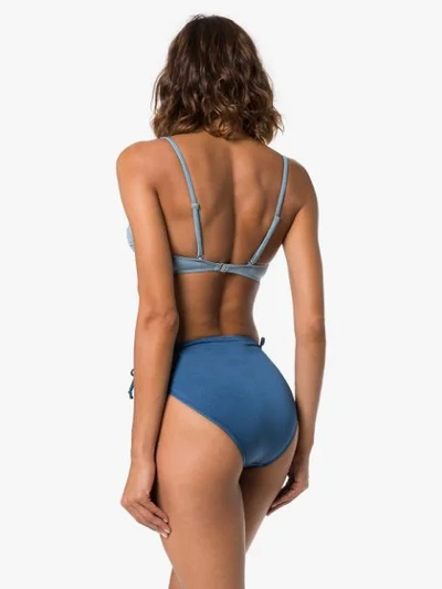Shop Leslie Amon Bandeau Twist Bikini In Blue