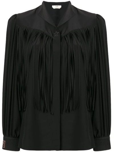 Shop Fendi Fringed Shirt - Black