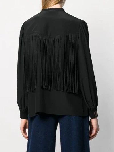Shop Fendi Fringed Shirt - Black
