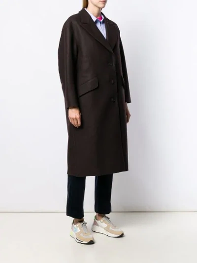 Shop Harris Wharf London Oversized Single-breasted Coat In Brown