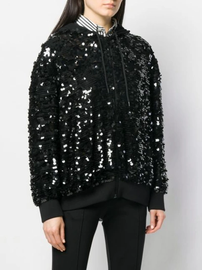 Shop Msgm Sequinned Logo Hoodie In Black