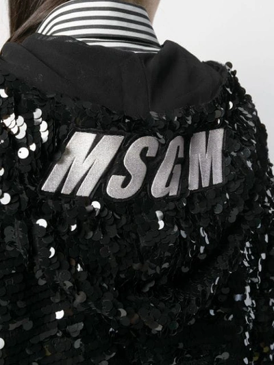 Shop Msgm Sequinned Logo Hoodie In Black