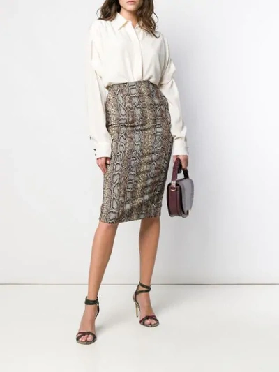 Shop Victoria Beckham Pencil Skirt In Brown