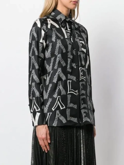 Shop Valentino Logo Print Blouse In Black