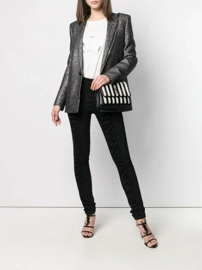 Shop Saint Laurent Houndstooth Single-breasted Blazer In Black