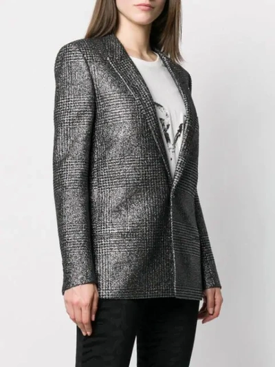 Shop Saint Laurent Houndstooth Single-breasted Blazer In Black