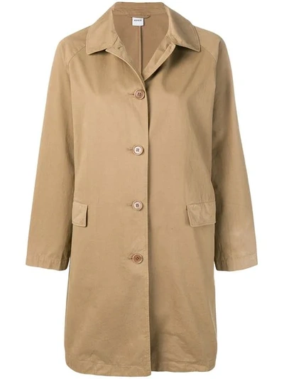Shop Aspesi Button Fastened Trench Coat In Brown