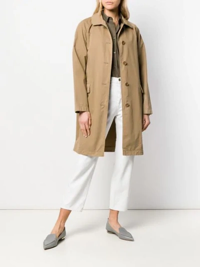 Shop Aspesi Button Fastened Trench Coat In Brown