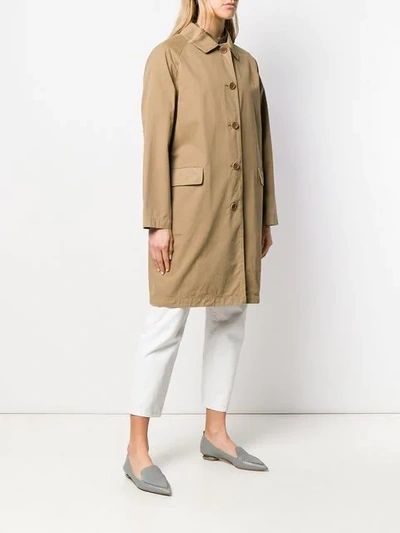 Shop Aspesi Button Fastened Trench Coat In Brown