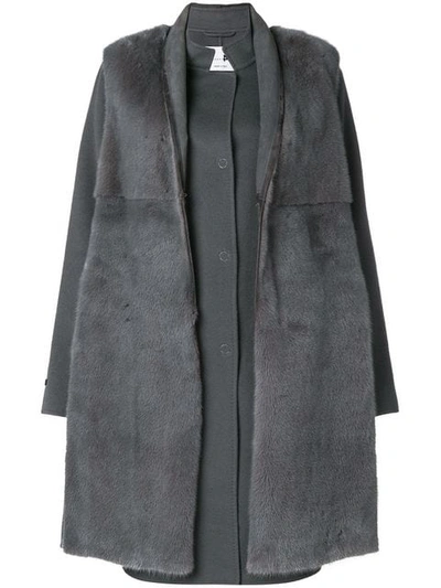 Shop Manzoni 24 Mink Fur Fitted Coat In Grey