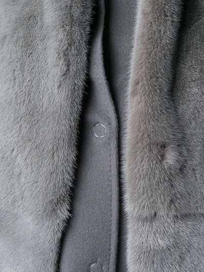 Shop Manzoni 24 Mink Fur Fitted Coat In Grey