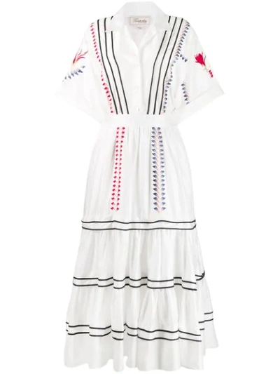 Shop Temperley London Cherry Blossom Tiered Dress In White