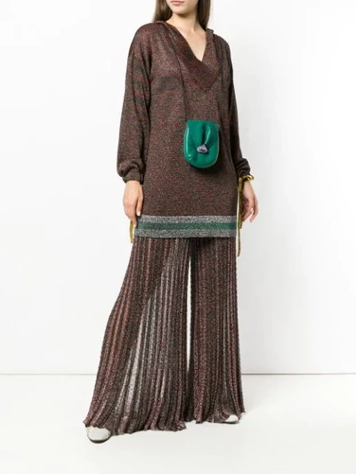 Shop Missoni Sheer Palazzo Trousers In Brown