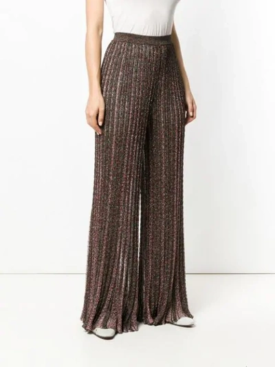 Shop Missoni Sheer Palazzo Trousers In Brown